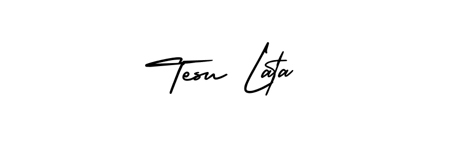 The best way (AmerikaSignatureDemo-Regular) to make a short signature is to pick only two or three words in your name. The name Tesu Lata include a total of six letters. For converting this name. Tesu Lata signature style 3 images and pictures png