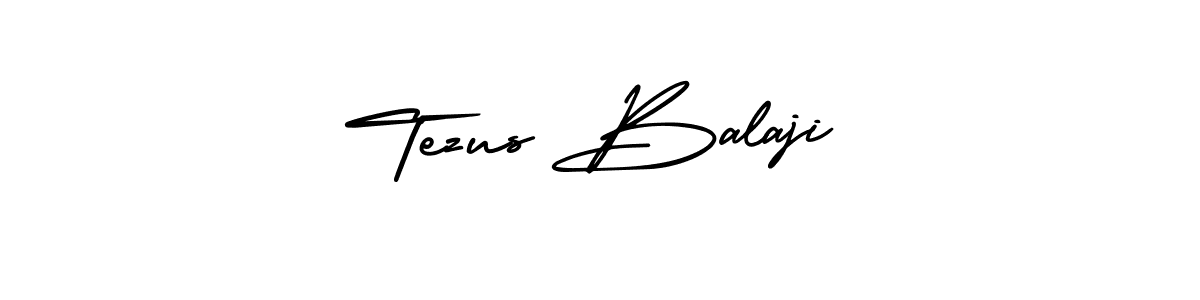 You should practise on your own different ways (AmerikaSignatureDemo-Regular) to write your name (Tezus Balaji) in signature. don't let someone else do it for you. Tezus Balaji signature style 3 images and pictures png