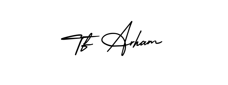 if you are searching for the best signature style for your name Tf Arham. so please give up your signature search. here we have designed multiple signature styles  using AmerikaSignatureDemo-Regular. Tf Arham signature style 3 images and pictures png