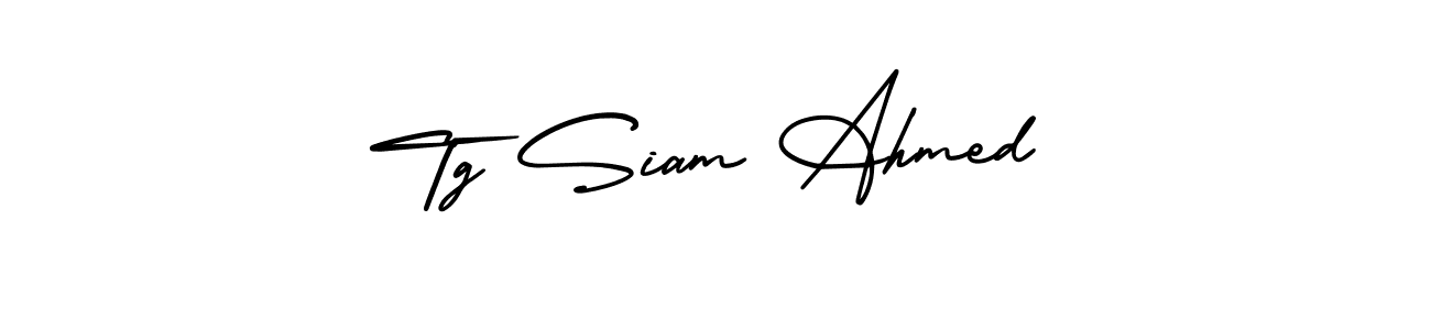 The best way (AmerikaSignatureDemo-Regular) to make a short signature is to pick only two or three words in your name. The name Tg Siam Ahmed include a total of six letters. For converting this name. Tg Siam Ahmed signature style 3 images and pictures png