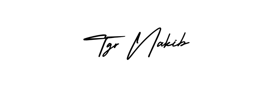 You should practise on your own different ways (AmerikaSignatureDemo-Regular) to write your name (Tgr Nakib) in signature. don't let someone else do it for you. Tgr Nakib signature style 3 images and pictures png