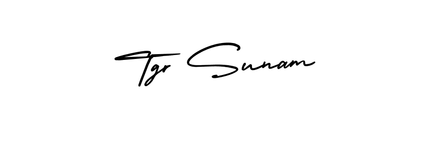 This is the best signature style for the Tgr Sunam name. Also you like these signature font (AmerikaSignatureDemo-Regular). Mix name signature. Tgr Sunam signature style 3 images and pictures png