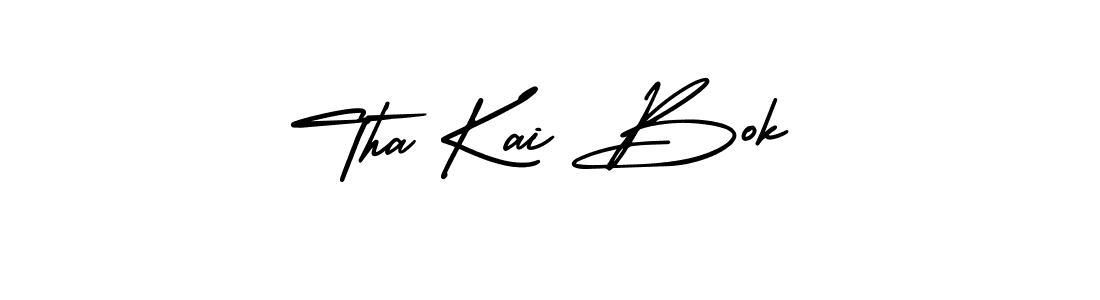 This is the best signature style for the Tha Kai Bok name. Also you like these signature font (AmerikaSignatureDemo-Regular). Mix name signature. Tha Kai Bok signature style 3 images and pictures png