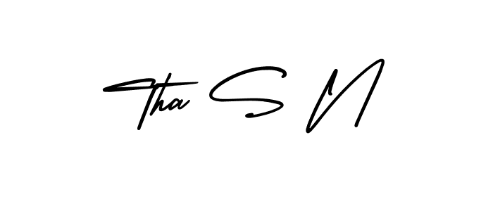 Use a signature maker to create a handwritten signature online. With this signature software, you can design (AmerikaSignatureDemo-Regular) your own signature for name Tha S N. Tha S N signature style 3 images and pictures png