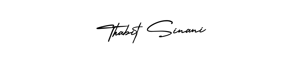You should practise on your own different ways (AmerikaSignatureDemo-Regular) to write your name (Thabit Sinani) in signature. don't let someone else do it for you. Thabit Sinani signature style 3 images and pictures png