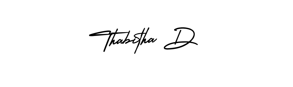 How to make Thabitha D name signature. Use AmerikaSignatureDemo-Regular style for creating short signs online. This is the latest handwritten sign. Thabitha D signature style 3 images and pictures png