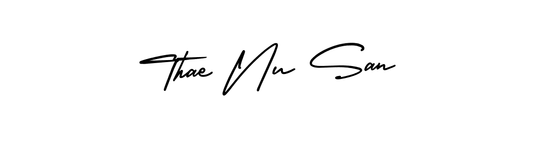 Make a beautiful signature design for name Thae Nu San. With this signature (AmerikaSignatureDemo-Regular) style, you can create a handwritten signature for free. Thae Nu San signature style 3 images and pictures png