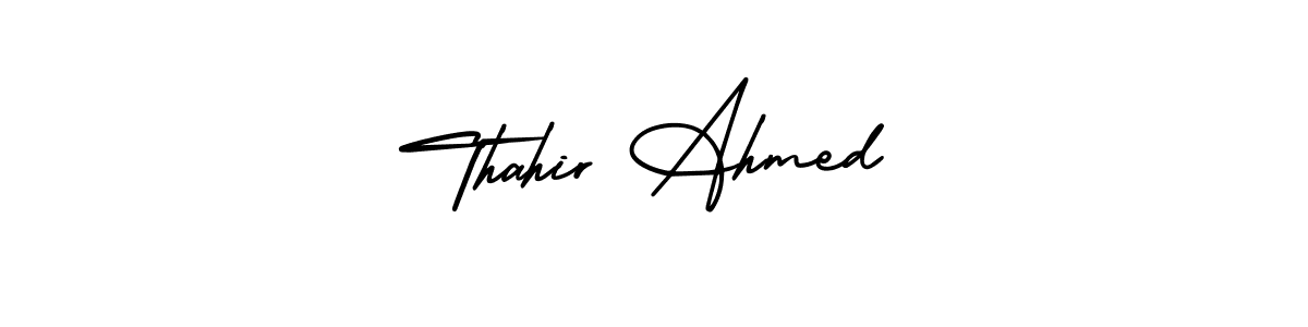 AmerikaSignatureDemo-Regular is a professional signature style that is perfect for those who want to add a touch of class to their signature. It is also a great choice for those who want to make their signature more unique. Get Thahir Ahmed name to fancy signature for free. Thahir Ahmed signature style 3 images and pictures png