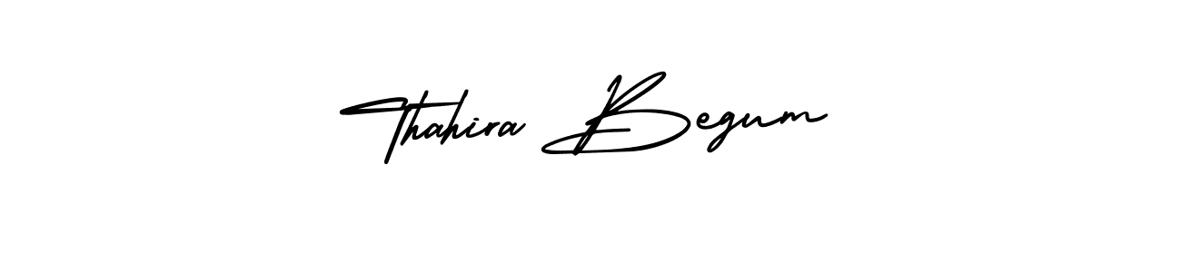 Thahira Begum stylish signature style. Best Handwritten Sign (AmerikaSignatureDemo-Regular) for my name. Handwritten Signature Collection Ideas for my name Thahira Begum. Thahira Begum signature style 3 images and pictures png