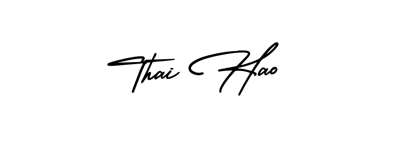 How to make Thai Hao name signature. Use AmerikaSignatureDemo-Regular style for creating short signs online. This is the latest handwritten sign. Thai Hao signature style 3 images and pictures png