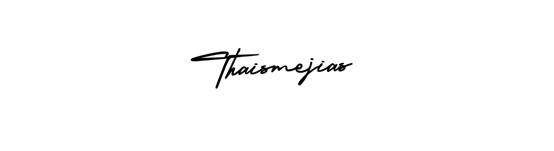 The best way (AmerikaSignatureDemo-Regular) to make a short signature is to pick only two or three words in your name. The name Thaismejias include a total of six letters. For converting this name. Thaismejias signature style 3 images and pictures png