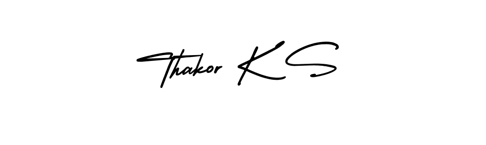 Use a signature maker to create a handwritten signature online. With this signature software, you can design (AmerikaSignatureDemo-Regular) your own signature for name Thakor K S. Thakor K S signature style 3 images and pictures png