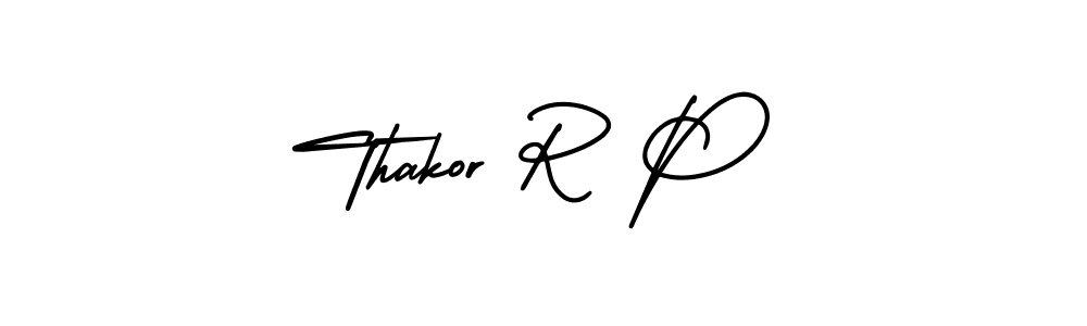 How to make Thakor R P name signature. Use AmerikaSignatureDemo-Regular style for creating short signs online. This is the latest handwritten sign. Thakor R P signature style 3 images and pictures png