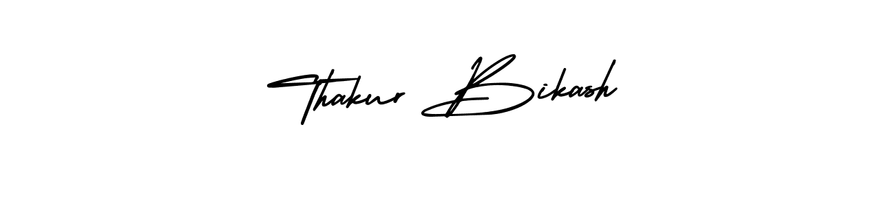 The best way (AmerikaSignatureDemo-Regular) to make a short signature is to pick only two or three words in your name. The name Thakur Bikash include a total of six letters. For converting this name. Thakur Bikash signature style 3 images and pictures png