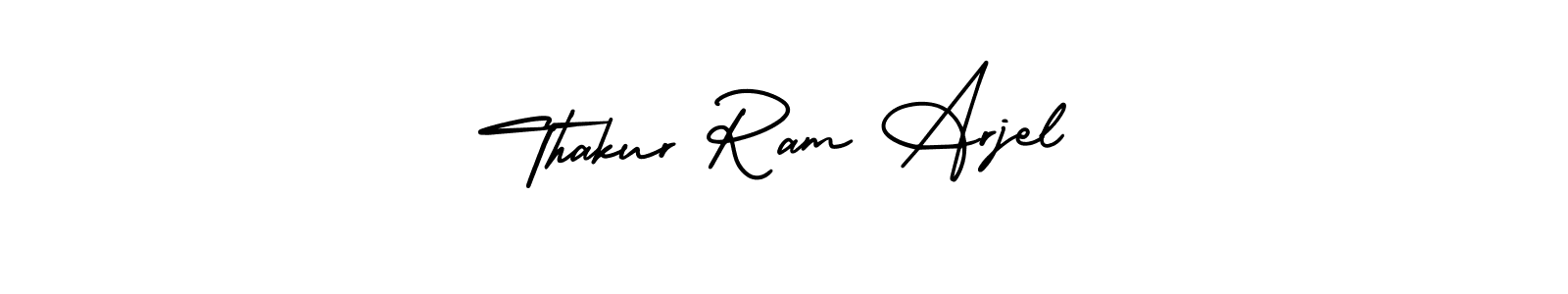 The best way (AmerikaSignatureDemo-Regular) to make a short signature is to pick only two or three words in your name. The name Thakur Ram Arjel include a total of six letters. For converting this name. Thakur Ram Arjel signature style 3 images and pictures png