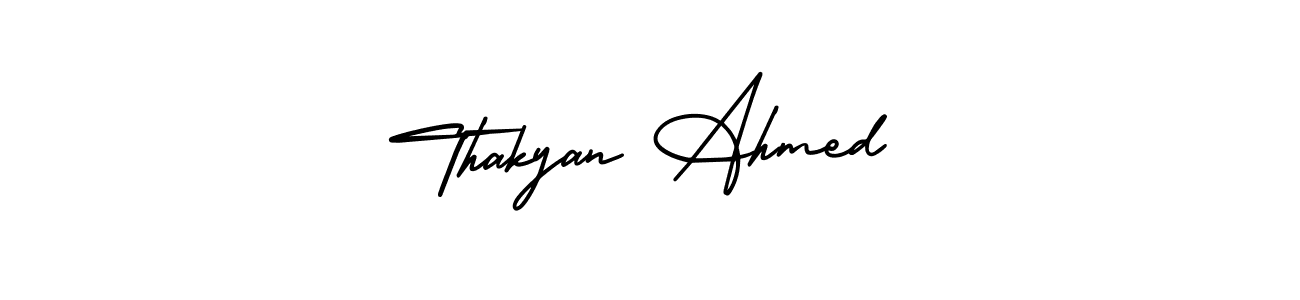 How to Draw Thakyan Ahmed signature style? AmerikaSignatureDemo-Regular is a latest design signature styles for name Thakyan Ahmed. Thakyan Ahmed signature style 3 images and pictures png