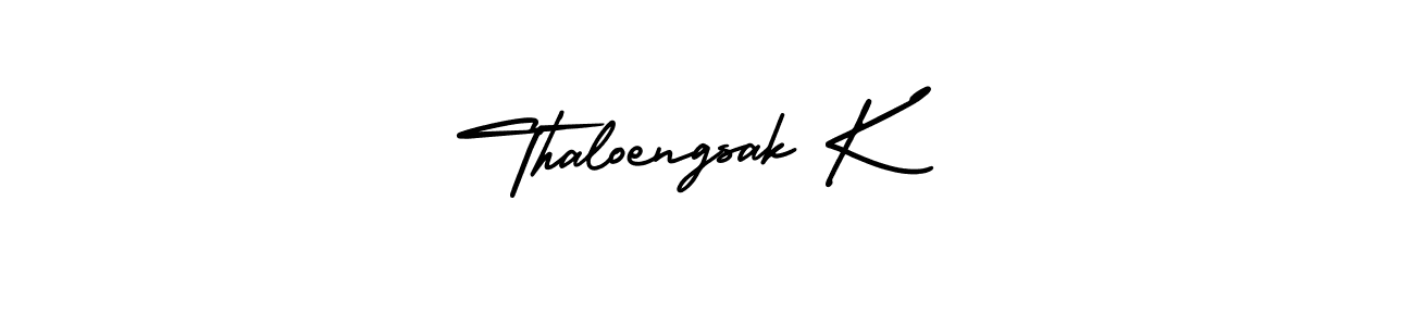 AmerikaSignatureDemo-Regular is a professional signature style that is perfect for those who want to add a touch of class to their signature. It is also a great choice for those who want to make their signature more unique. Get Thaloengsak K name to fancy signature for free. Thaloengsak K signature style 3 images and pictures png
