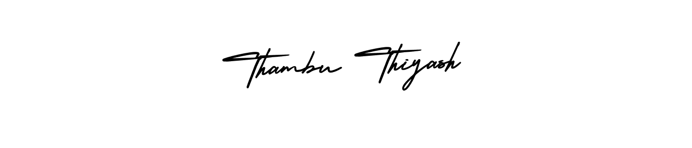 Design your own signature with our free online signature maker. With this signature software, you can create a handwritten (AmerikaSignatureDemo-Regular) signature for name Thambu Thiyash. Thambu Thiyash signature style 3 images and pictures png