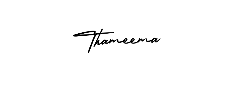 The best way (AmerikaSignatureDemo-Regular) to make a short signature is to pick only two or three words in your name. The name Thameema include a total of six letters. For converting this name. Thameema signature style 3 images and pictures png