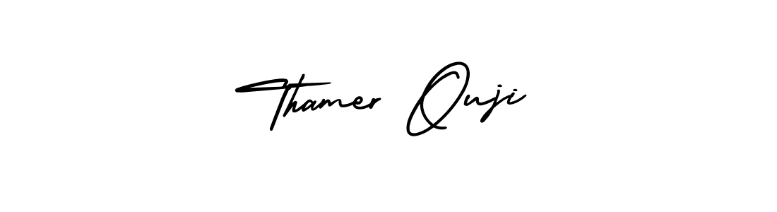 Check out images of Autograph of Thamer Ouji name. Actor Thamer Ouji Signature Style. AmerikaSignatureDemo-Regular is a professional sign style online. Thamer Ouji signature style 3 images and pictures png