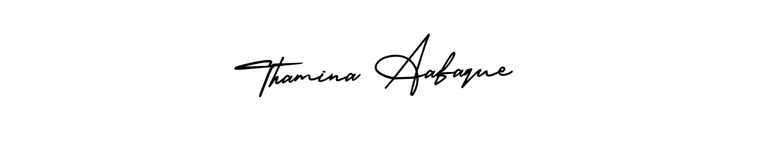 Thamina Aafaque stylish signature style. Best Handwritten Sign (AmerikaSignatureDemo-Regular) for my name. Handwritten Signature Collection Ideas for my name Thamina Aafaque. Thamina Aafaque signature style 3 images and pictures png