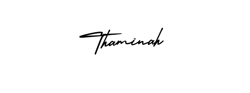 Make a beautiful signature design for name Thaminah. With this signature (AmerikaSignatureDemo-Regular) style, you can create a handwritten signature for free. Thaminah signature style 3 images and pictures png