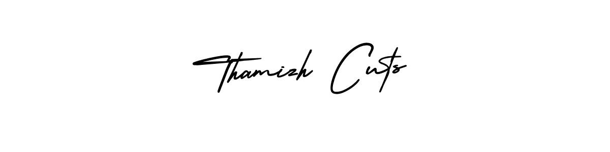 You should practise on your own different ways (AmerikaSignatureDemo-Regular) to write your name (Thamizh Cuts) in signature. don't let someone else do it for you. Thamizh Cuts signature style 3 images and pictures png