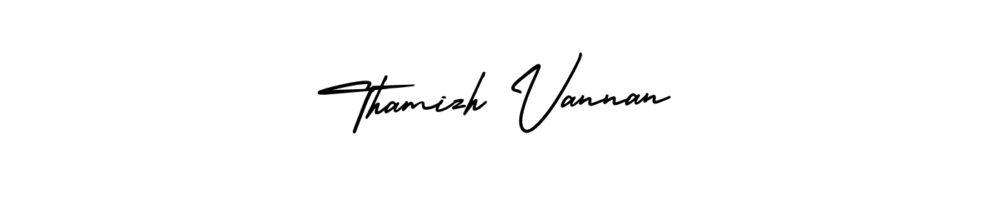You should practise on your own different ways (AmerikaSignatureDemo-Regular) to write your name (Thamizh Vannan) in signature. don't let someone else do it for you. Thamizh Vannan signature style 3 images and pictures png