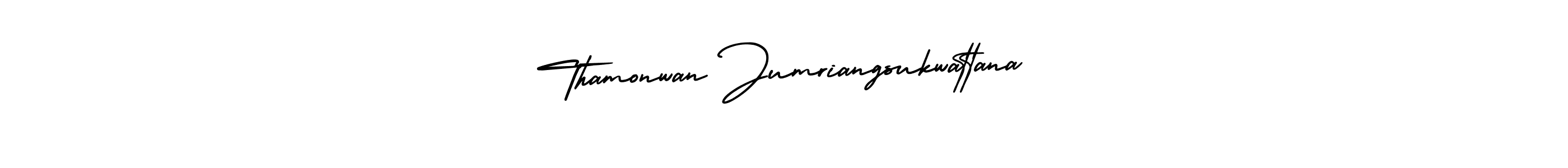 How to Draw Thamonwan Jumriangsukwattana signature style? AmerikaSignatureDemo-Regular is a latest design signature styles for name Thamonwan Jumriangsukwattana. Thamonwan Jumriangsukwattana signature style 3 images and pictures png