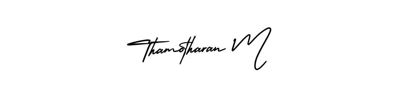 How to make Thamotharan M name signature. Use AmerikaSignatureDemo-Regular style for creating short signs online. This is the latest handwritten sign. Thamotharan M signature style 3 images and pictures png