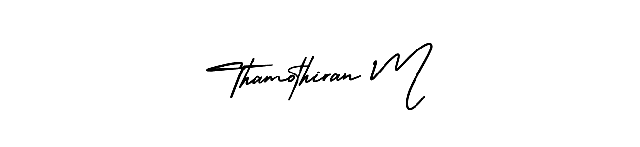 How to Draw Thamothiran M signature style? AmerikaSignatureDemo-Regular is a latest design signature styles for name Thamothiran M. Thamothiran M signature style 3 images and pictures png