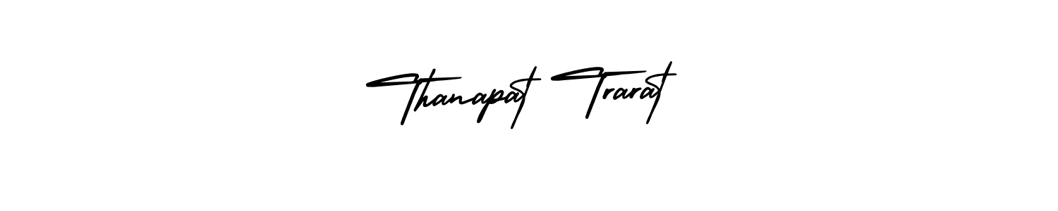 The best way (AmerikaSignatureDemo-Regular) to make a short signature is to pick only two or three words in your name. The name Thanapat Trarat include a total of six letters. For converting this name. Thanapat Trarat signature style 3 images and pictures png