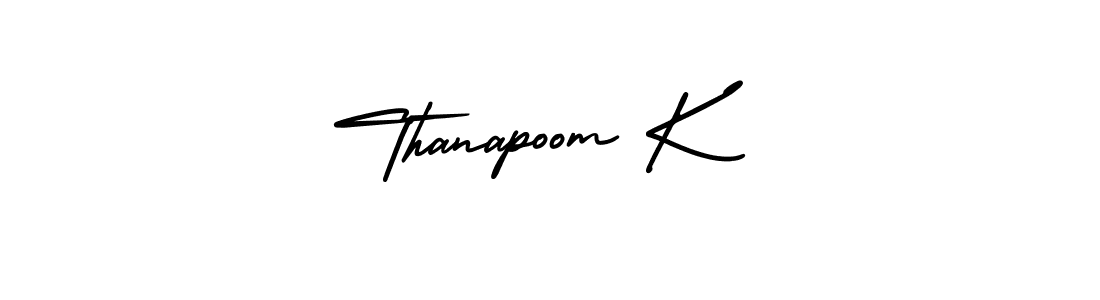 The best way (AmerikaSignatureDemo-Regular) to make a short signature is to pick only two or three words in your name. The name Thanapoom K include a total of six letters. For converting this name. Thanapoom K signature style 3 images and pictures png