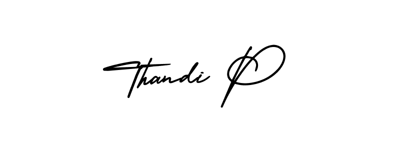 How to make Thandi P name signature. Use AmerikaSignatureDemo-Regular style for creating short signs online. This is the latest handwritten sign. Thandi P signature style 3 images and pictures png