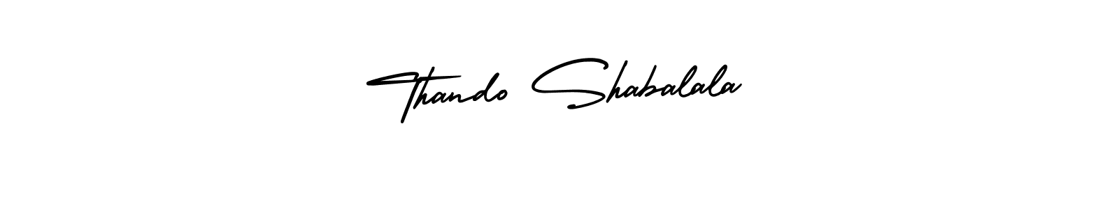 You should practise on your own different ways (AmerikaSignatureDemo-Regular) to write your name (Thando Shabalala) in signature. don't let someone else do it for you. Thando Shabalala signature style 3 images and pictures png