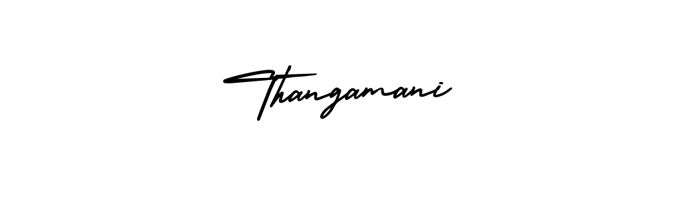 How to make Thangamani name signature. Use AmerikaSignatureDemo-Regular style for creating short signs online. This is the latest handwritten sign. Thangamani signature style 3 images and pictures png