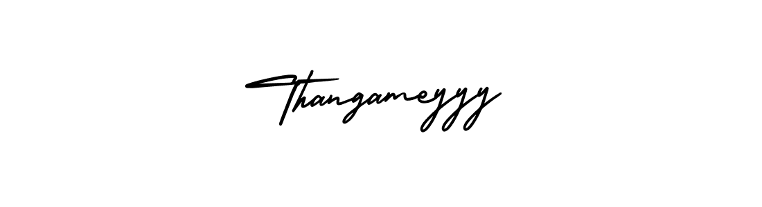 How to make Thangameyyy name signature. Use AmerikaSignatureDemo-Regular style for creating short signs online. This is the latest handwritten sign. Thangameyyy signature style 3 images and pictures png