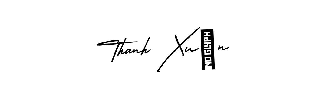 You should practise on your own different ways (AmerikaSignatureDemo-Regular) to write your name (Thanh Xuân) in signature. don't let someone else do it for you. Thanh Xuân signature style 3 images and pictures png