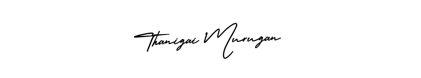 You should practise on your own different ways (AmerikaSignatureDemo-Regular) to write your name (Thanigai Murugan) in signature. don't let someone else do it for you. Thanigai Murugan signature style 3 images and pictures png