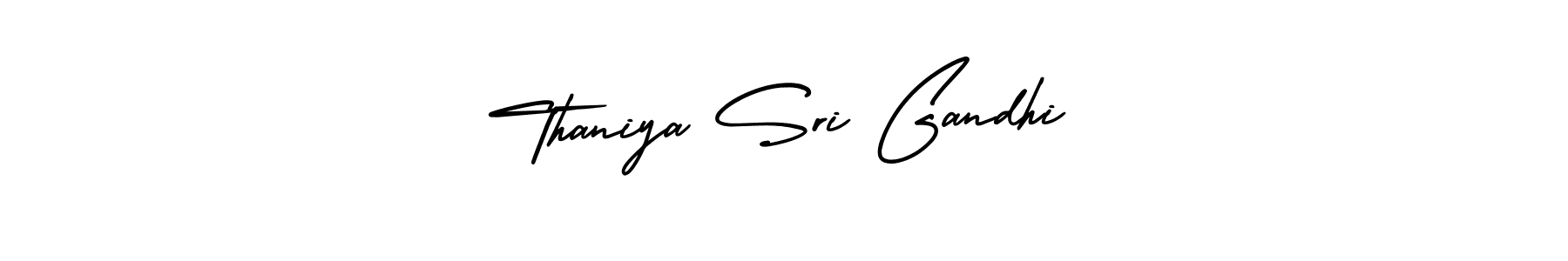 The best way (AmerikaSignatureDemo-Regular) to make a short signature is to pick only two or three words in your name. The name Thaniya Sri Gandhi include a total of six letters. For converting this name. Thaniya Sri Gandhi signature style 3 images and pictures png