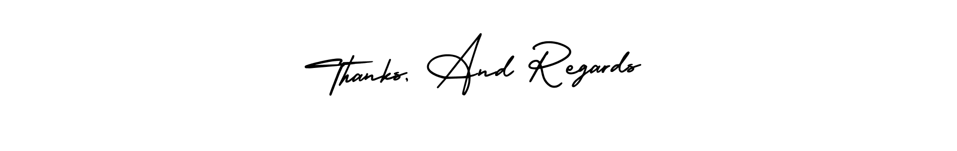 You should practise on your own different ways (AmerikaSignatureDemo-Regular) to write your name (Thanks, And Regards) in signature. don't let someone else do it for you. Thanks, And Regards signature style 3 images and pictures png