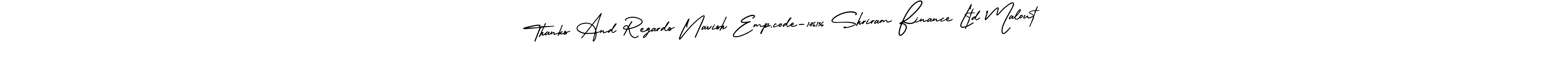 The best way (AmerikaSignatureDemo-Regular) to make a short signature is to pick only two or three words in your name. The name Thanks And Regards Navish Emp.code-146136 Shriram Finance Ltd Malout include a total of six letters. For converting this name. Thanks And Regards Navish Emp.code-146136 Shriram Finance Ltd Malout signature style 3 images and pictures png