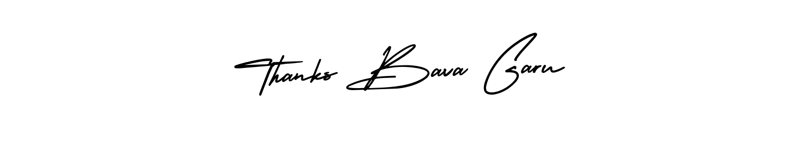 The best way (AmerikaSignatureDemo-Regular) to make a short signature is to pick only two or three words in your name. The name Thanks Bava Garu include a total of six letters. For converting this name. Thanks Bava Garu signature style 3 images and pictures png