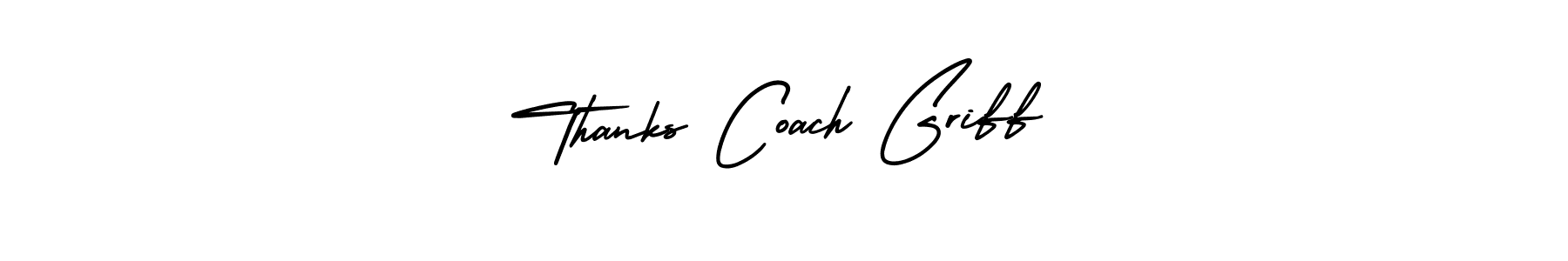 Thanks Coach Griff stylish signature style. Best Handwritten Sign (AmerikaSignatureDemo-Regular) for my name. Handwritten Signature Collection Ideas for my name Thanks Coach Griff. Thanks Coach Griff signature style 3 images and pictures png