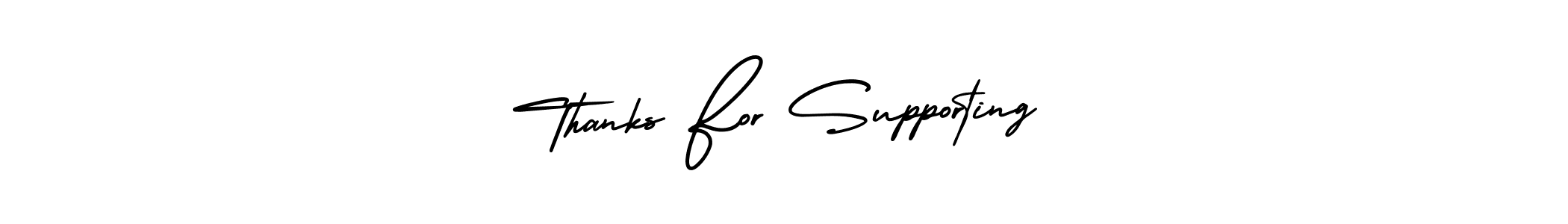 The best way (AmerikaSignatureDemo-Regular) to make a short signature is to pick only two or three words in your name. The name Thanks For Supporting include a total of six letters. For converting this name. Thanks For Supporting signature style 3 images and pictures png