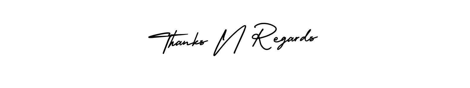 Use a signature maker to create a handwritten signature online. With this signature software, you can design (AmerikaSignatureDemo-Regular) your own signature for name Thanks N Regards. Thanks N Regards signature style 3 images and pictures png
