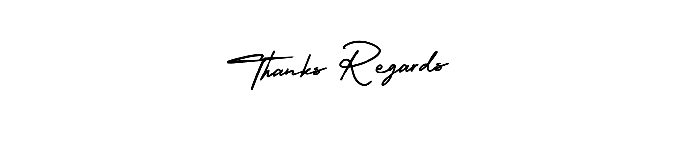 Make a beautiful signature design for name Thanks Regards. With this signature (AmerikaSignatureDemo-Regular) style, you can create a handwritten signature for free. Thanks Regards signature style 3 images and pictures png