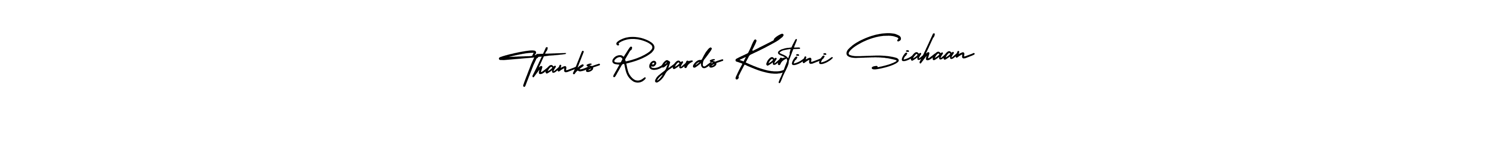 How to Draw Thanks Regards Kartini Siahaan signature style? AmerikaSignatureDemo-Regular is a latest design signature styles for name Thanks Regards Kartini Siahaan. Thanks Regards Kartini Siahaan signature style 3 images and pictures png