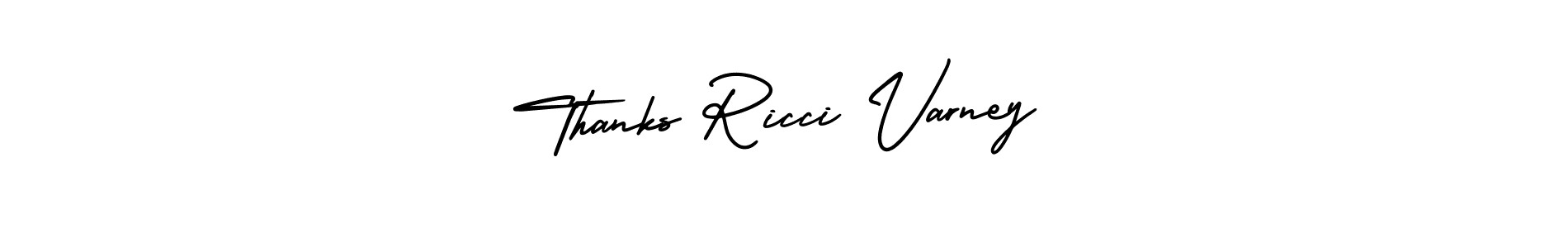 You should practise on your own different ways (AmerikaSignatureDemo-Regular) to write your name (Thanks Ricci Varney) in signature. don't let someone else do it for you. Thanks Ricci Varney signature style 3 images and pictures png