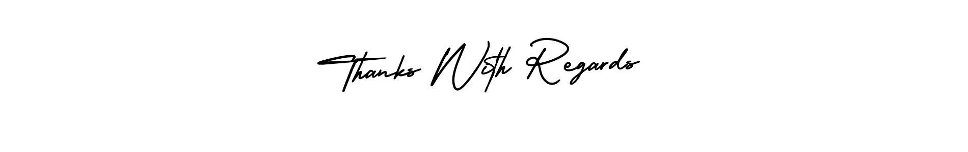 How to make Thanks With Regards name signature. Use AmerikaSignatureDemo-Regular style for creating short signs online. This is the latest handwritten sign. Thanks With Regards signature style 3 images and pictures png